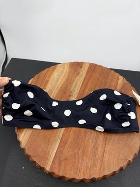 NWT Sirena Vintage blue & White Polka‎ Dot Bikini bandeau top Size 12